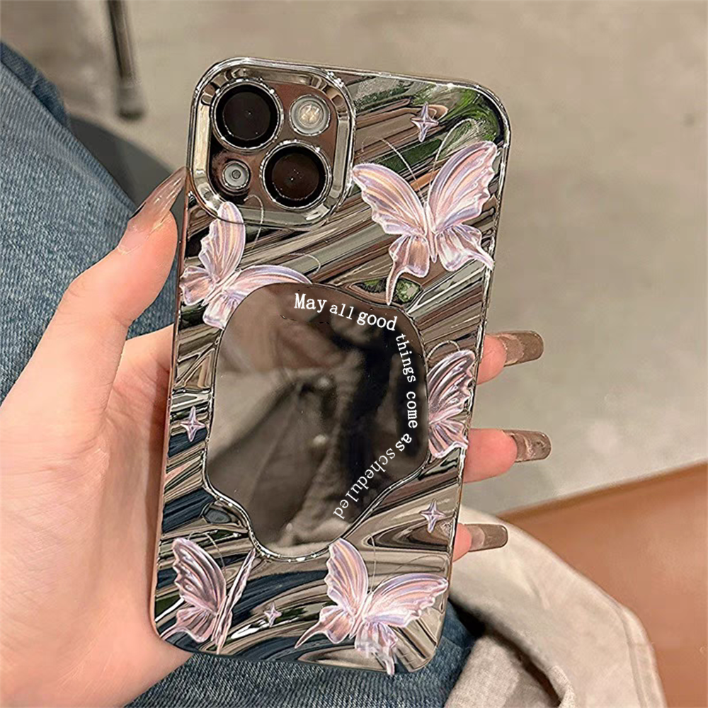Butterfly Makeup Mirror Aesthetic Case