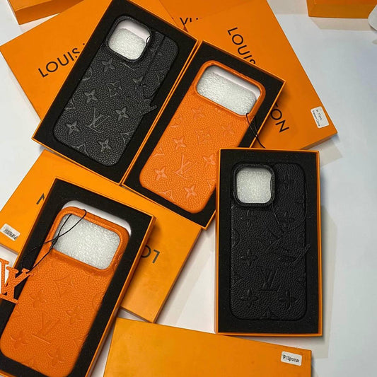 Leather Branded Premium Case 🧡🖤
